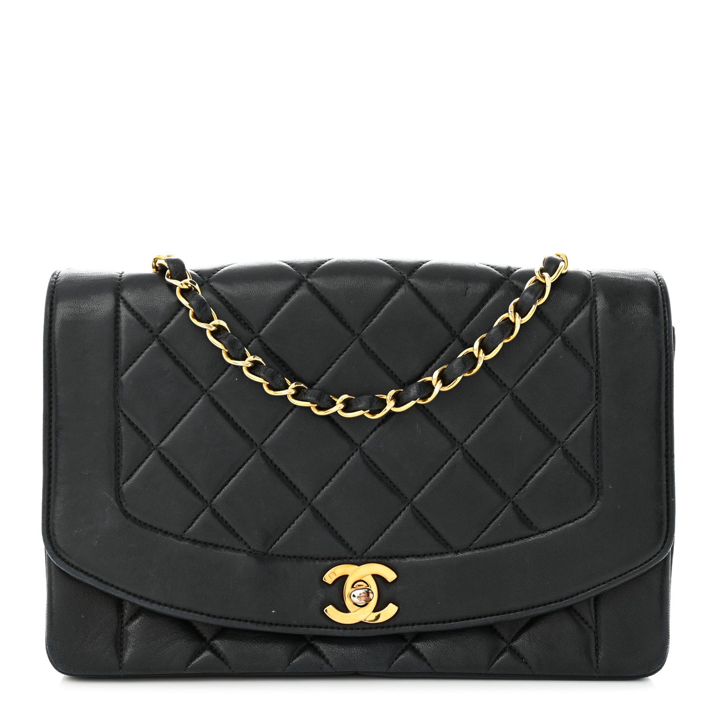 Lambskin Quilted Medium Single Flap Black