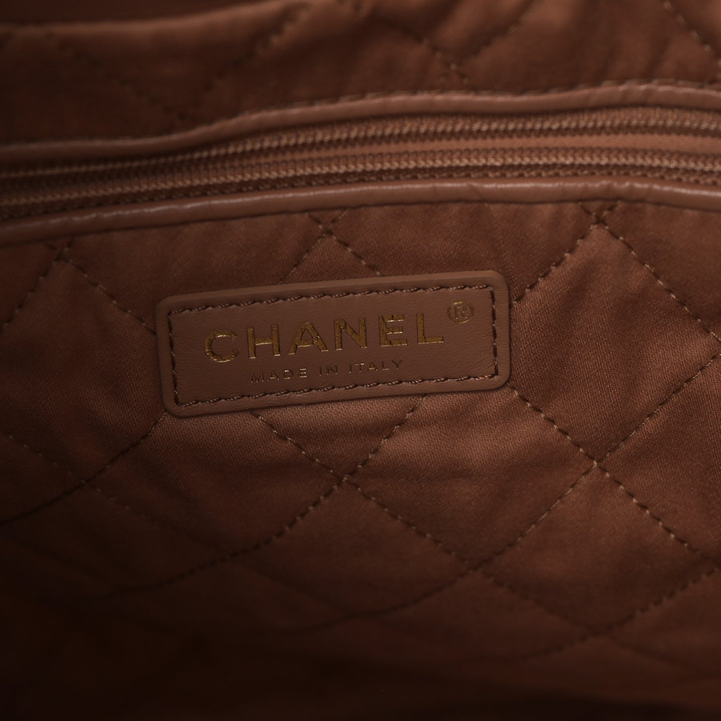Shiny Calfskin Quilted Chanel 22 Camel