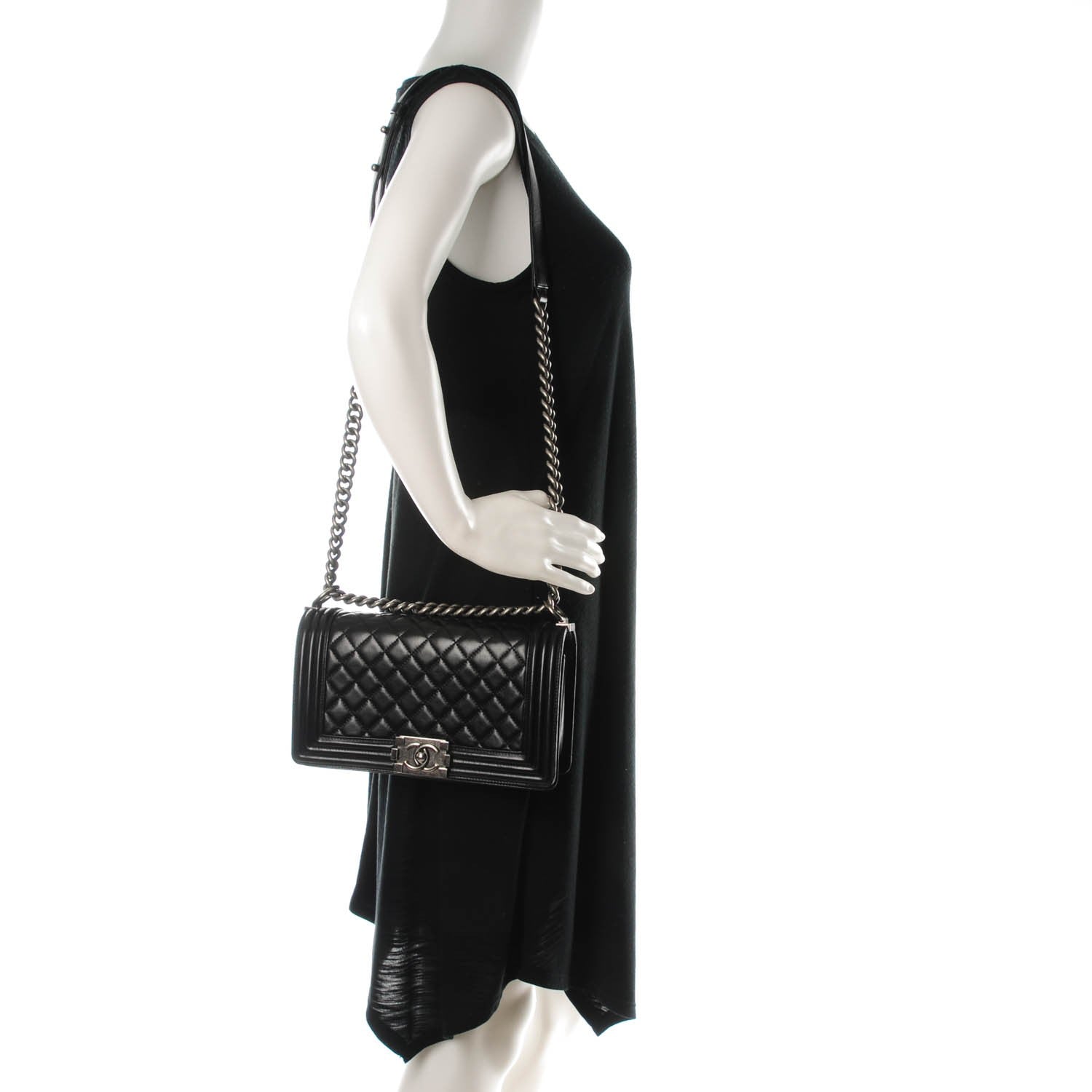 Chanel Lambskin Quilted Medium Boy Flap Black 2 of 7