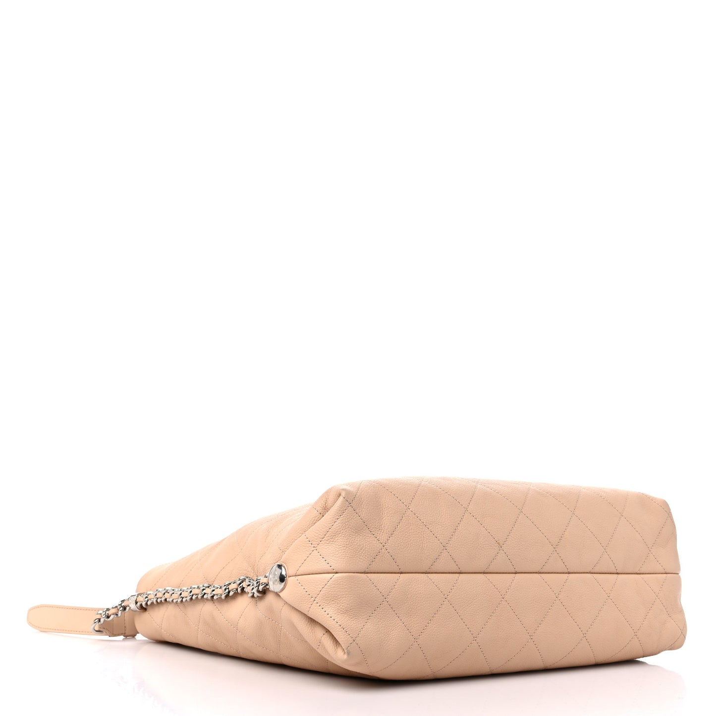 Grained Calfskin Stitched Medium Braided With Style Hobo Beige