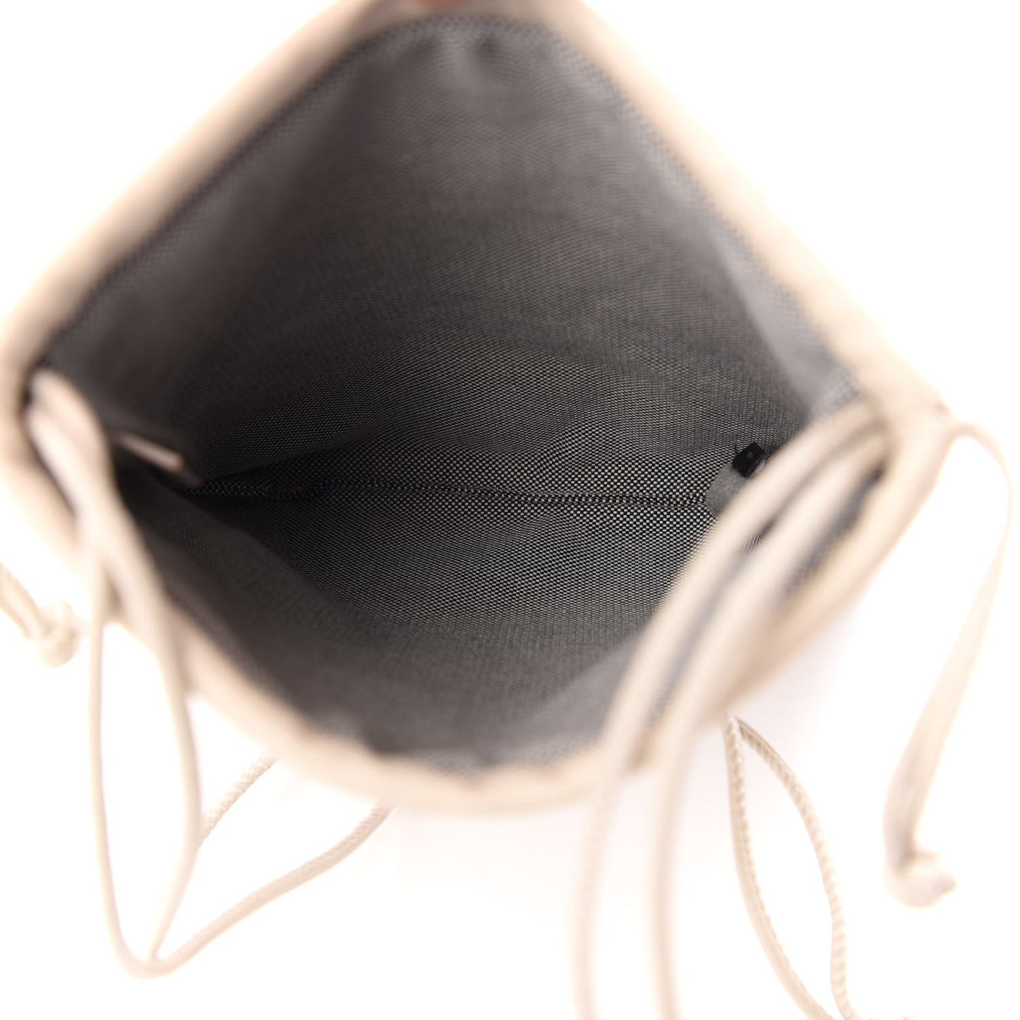 Lambskin Crystal Rhinestone Ryan Mini Drawstring Bag Beige