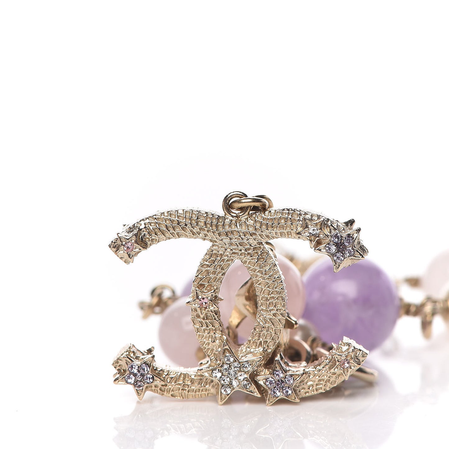 Pearl Beaded Crystal Star CC Bracelet Purple Gold