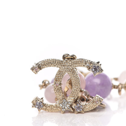 Chanel Pearl Beaded Crystal Star CC Bracelet Purple Gold 5 of 5
