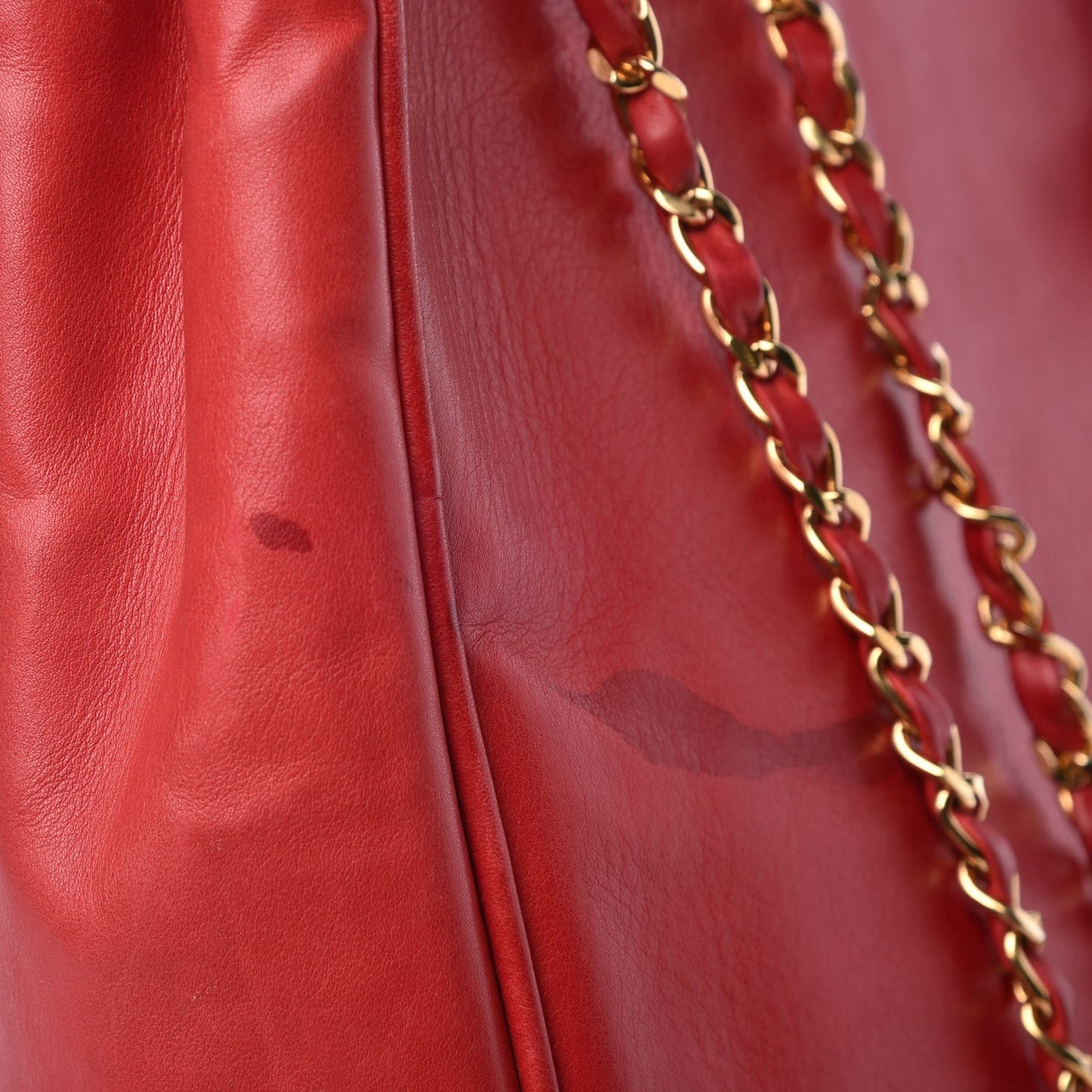 Lambskin Quilted Tote Red