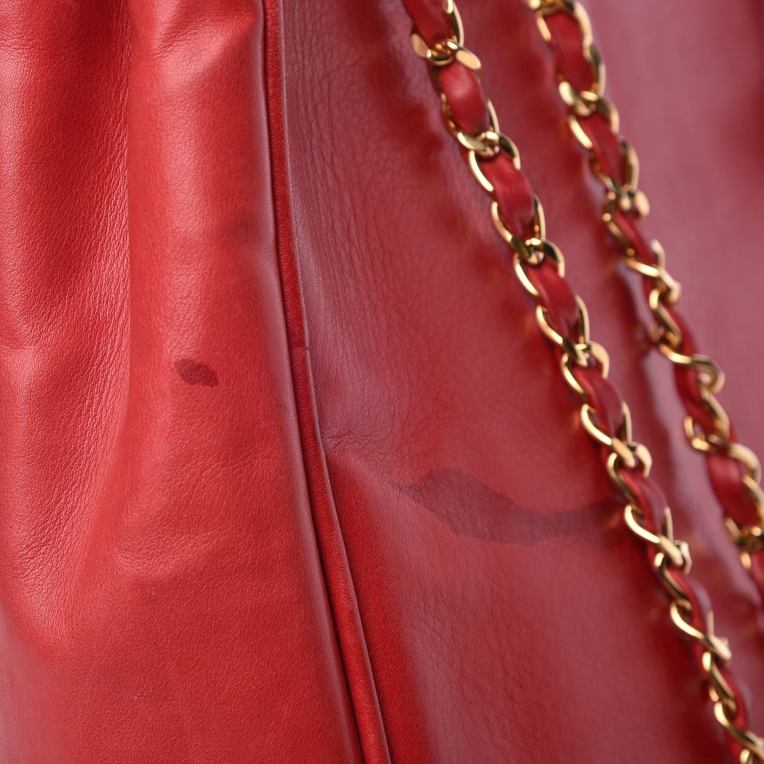 Chanel Lambskin Quilted Tote Red 14 of 16