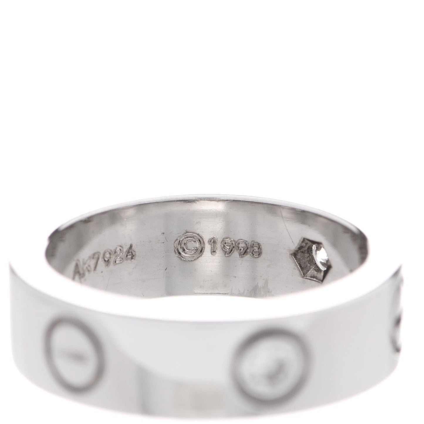 18K White Gold 3 Diamond 5.5mm LOVE Ring 50 5.25