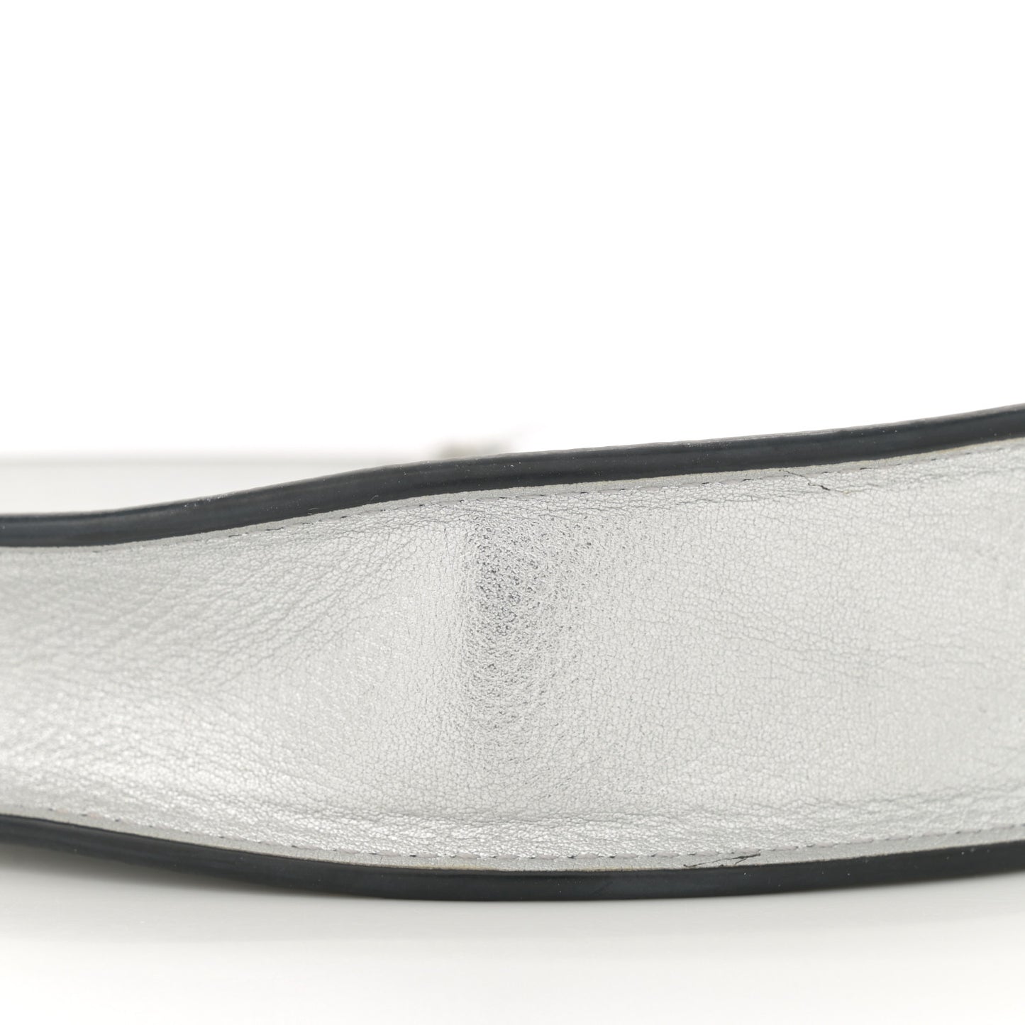 Metallic Grainy Calfskin Mini Vlogo Hobo Bag Silver
