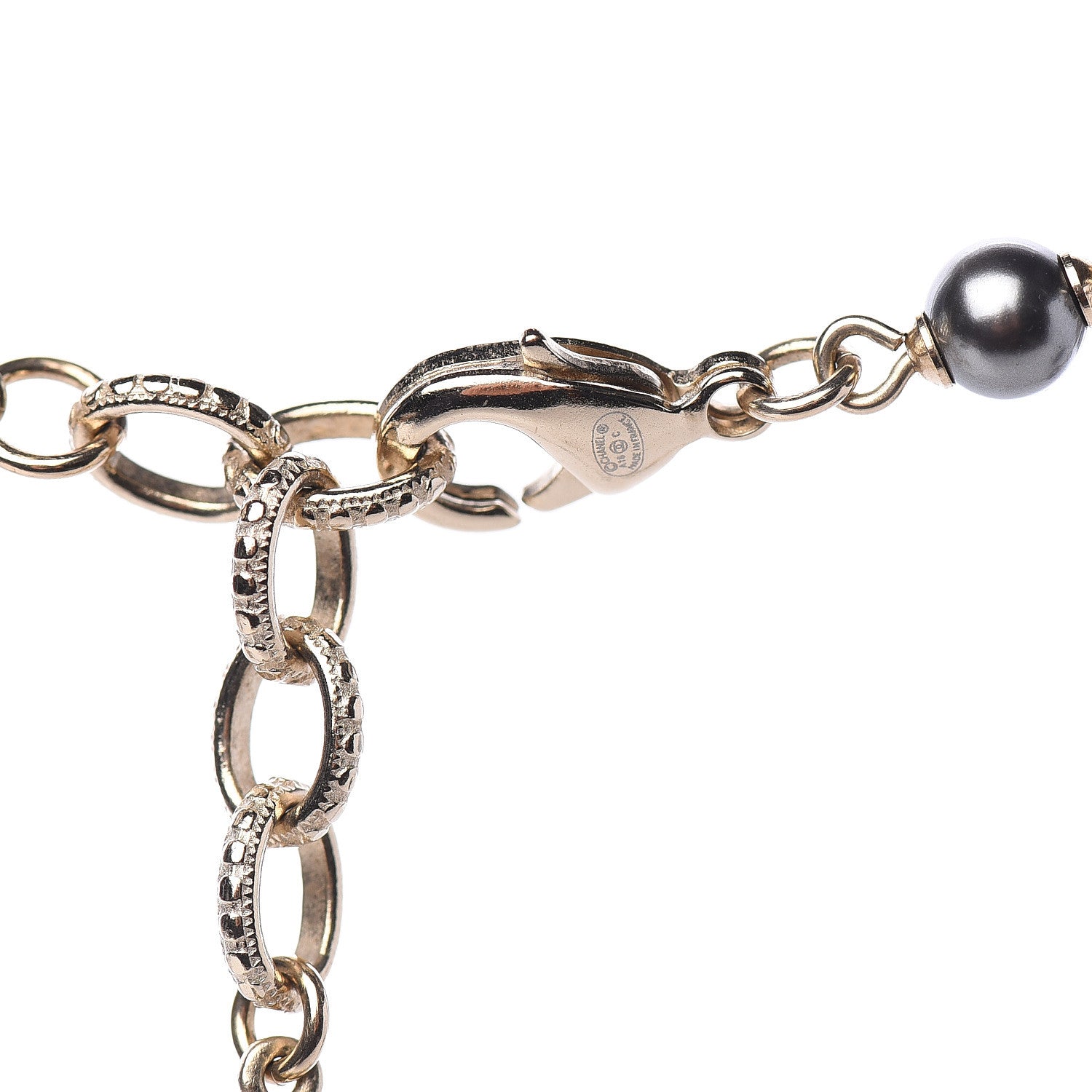 Chanel Enamel Crystal Graduated Pearl Butterfly CC Short Necklace Gold Black 3 of 4