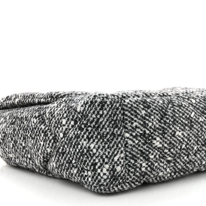 Chanel Tweed Quilted Maxi Chanel 19 Flap Black White 9 of 12