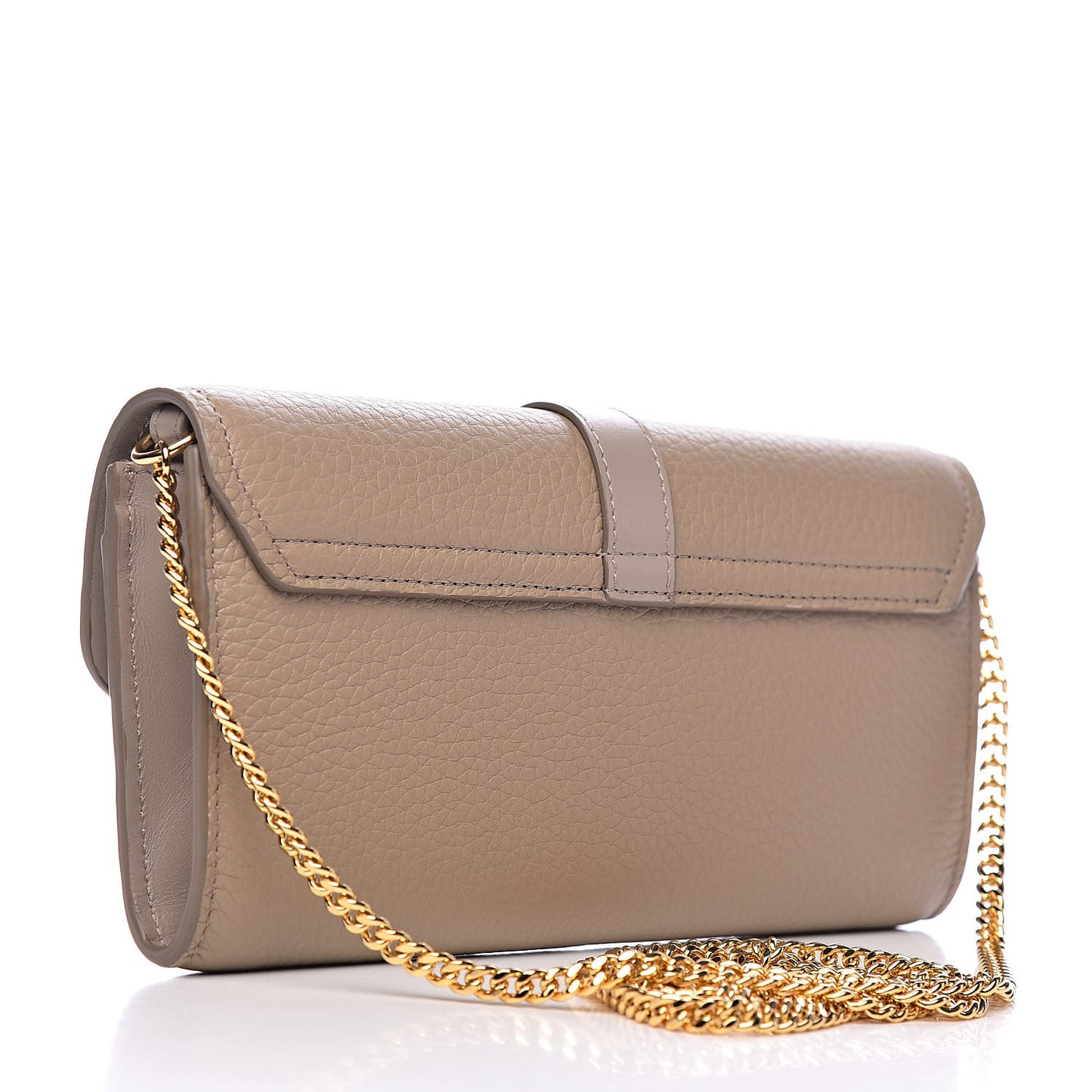 Grained Calfskin Aby Chain Wallet Motty Grey