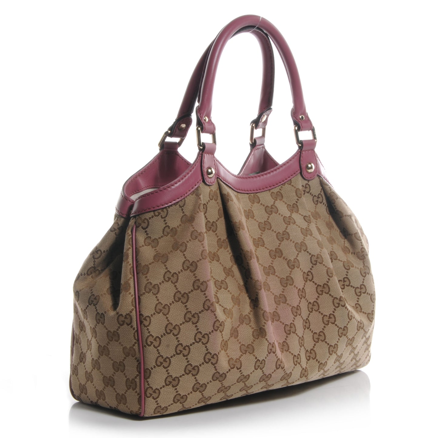 Monogram Margaux Calfskin Medium Sukey Tote Beige Ebony Vintage Rose