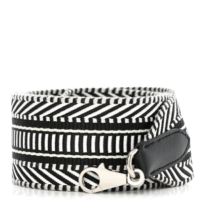 Hermes Toile Swift 50mm Sangle Cavale Shoulder Strap Black Ecru 1 of 6