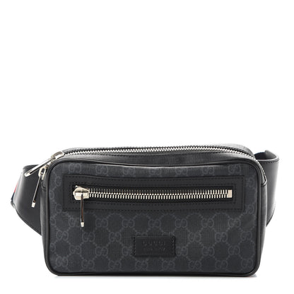 Gucci Soft GG Supreme Monogram Web Belt Bag Black Grey 1 of 12