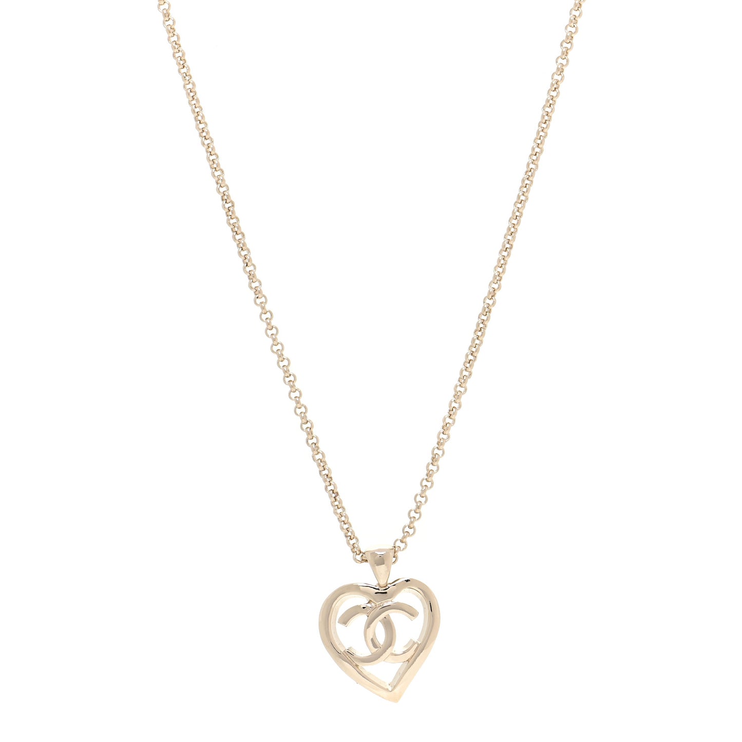 CC Heart Chain Pendant Necklace Gold