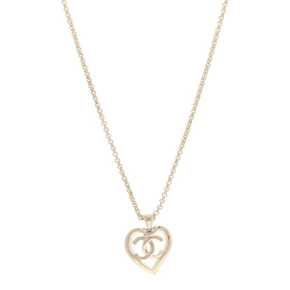 Chanel CC Heart Chain Pendant Necklace Gold 1 of 5