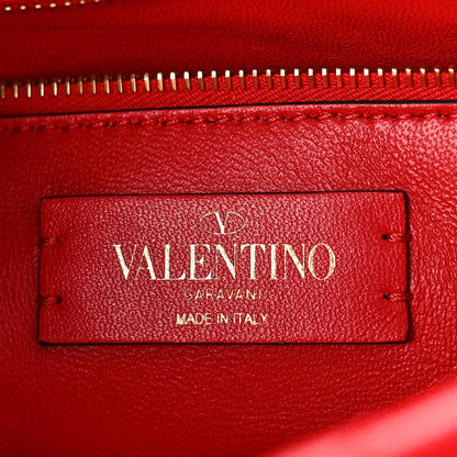Valentino Garavani Nappa Enamel Monochrome Medium Roman Stud Shoulder Bag Rouge Pur 6 of 8