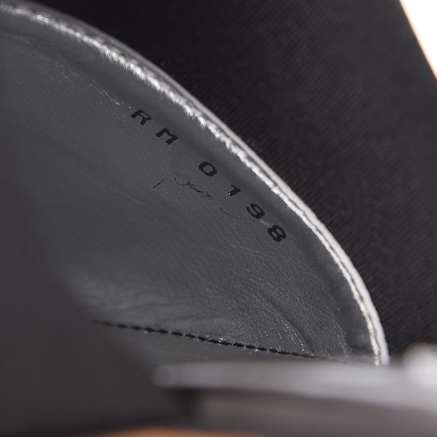 Metallic Calfskin Bedford Logo Mule Slides 37 Black