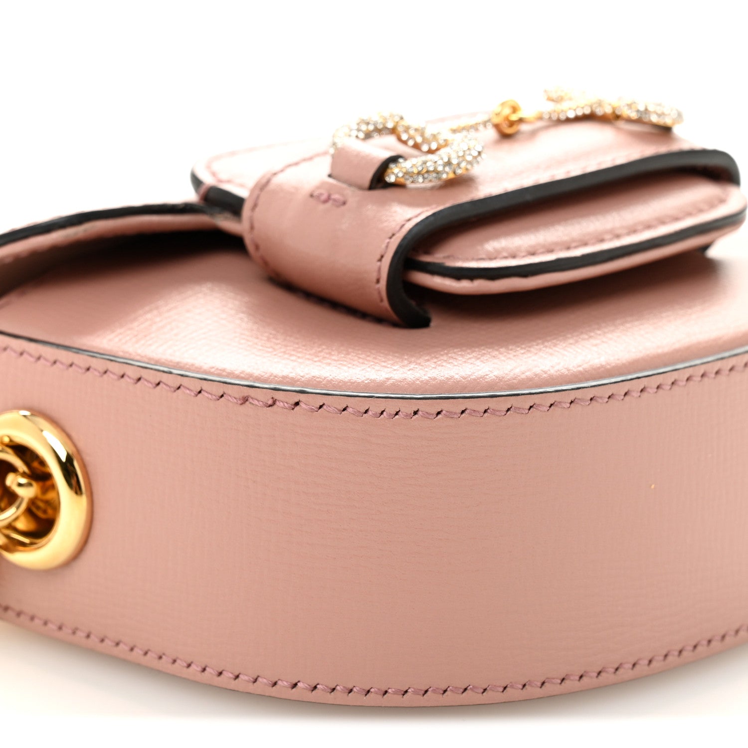 Gucci Azalea Calfskin Crystal GG Monogram Mini Horsebit 1955 Waist Bag Pink 9 of 10