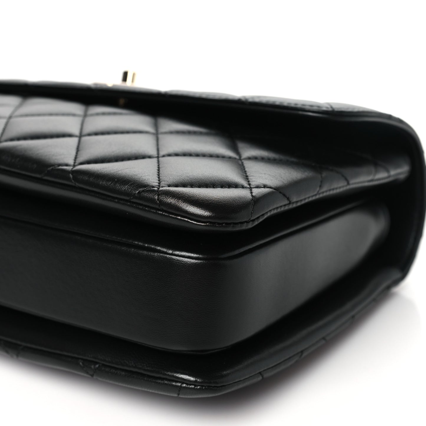 Lambskin Quilted Medium Trendy CC Flap Dual Handle Bag Black