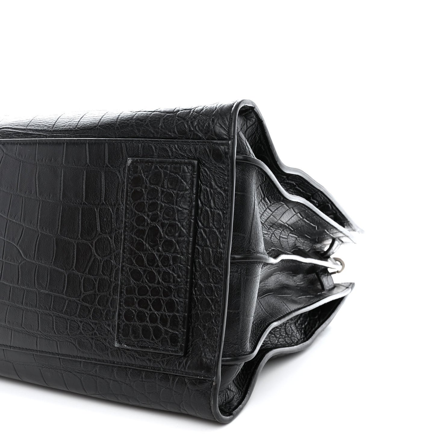 Calfskin Crocodile Embossed Large Souple Sac De Jour Black