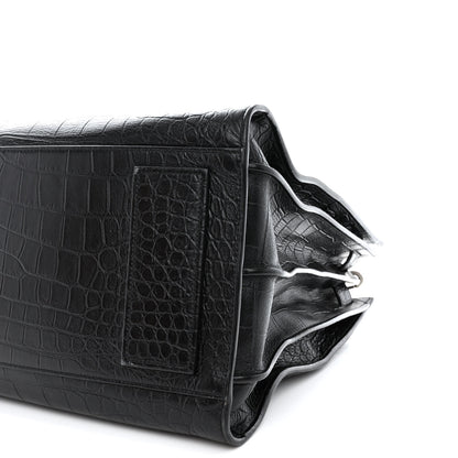 Saint Laurent Calfskin Crocodile Embossed Large Souple Sac De Jour Black 10 of 13