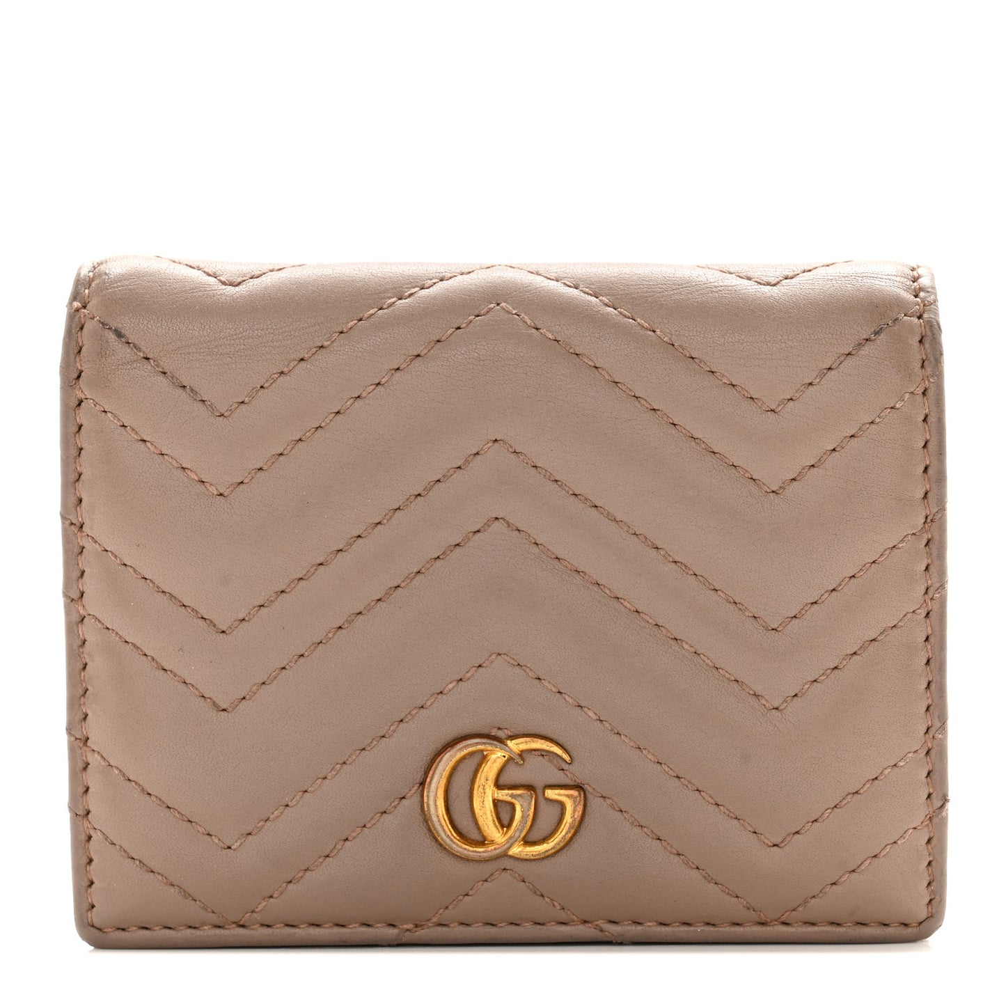 Calfskin Matelasse GG Marmont Card Case Wallet Porcelain Rose
