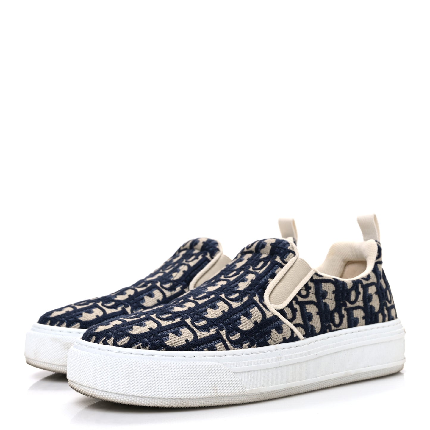 Canvas Oblique Embroidered Womens Solar Slip On Sneakers 38 Deep Blue