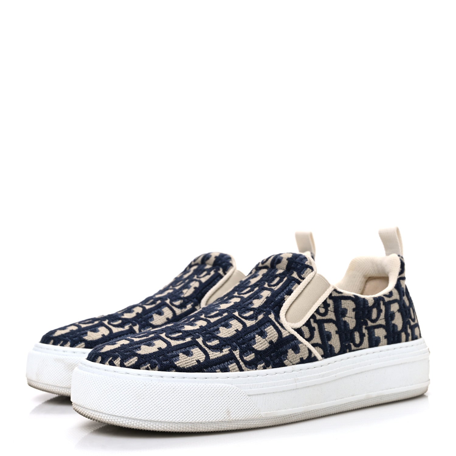 Christian Dior Canvas Oblique Embroidered Womens Solar Slip On Sneakers 38 Deep Blue 4 of 13