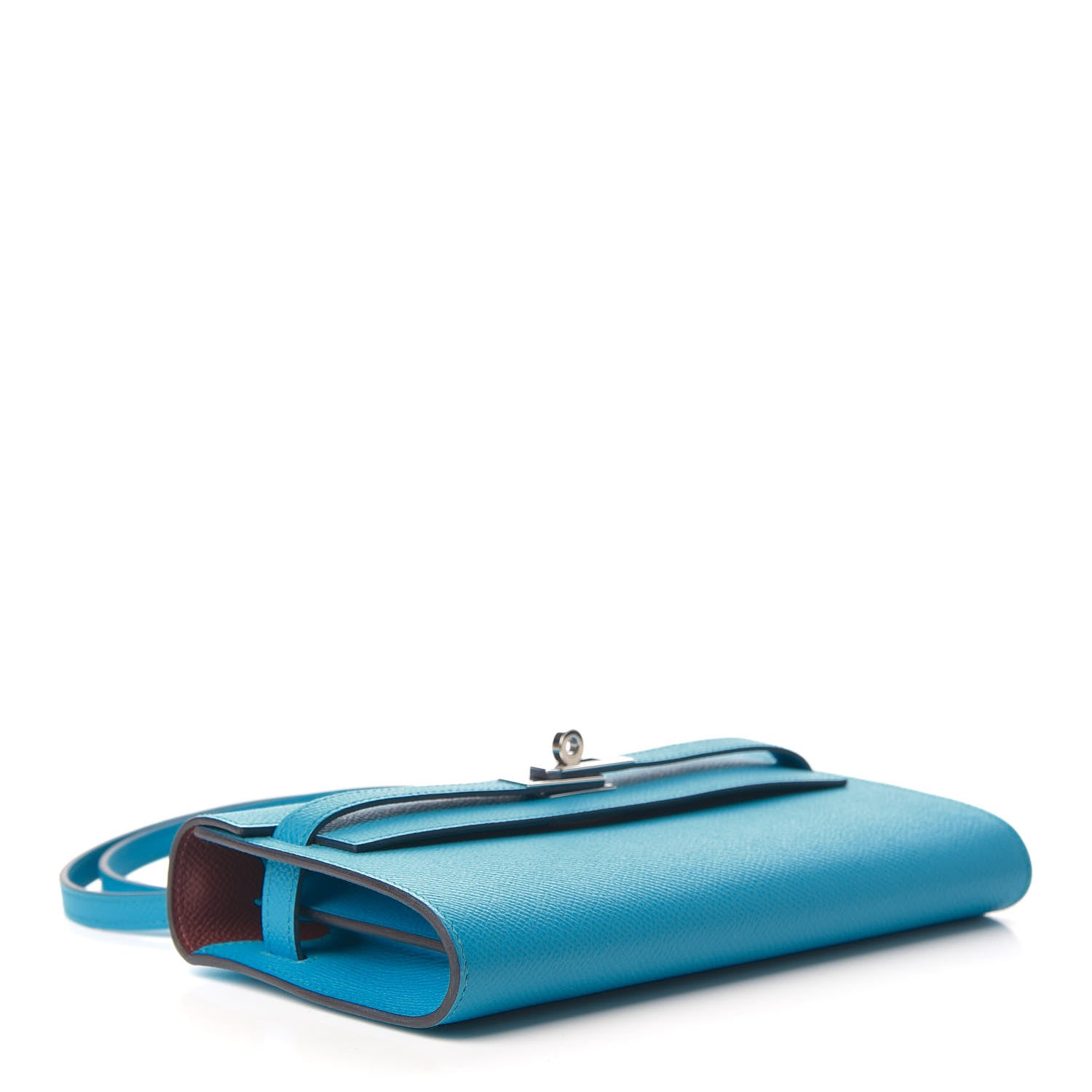 Hermes Epsom Kelly Wallet To Go Bleu Frida Bordeaux 3 of 9