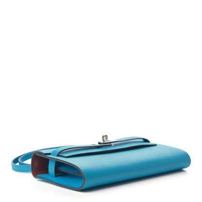 Hermes Epsom Kelly Wallet To Go Bleu Frida Bordeaux 3 of 9