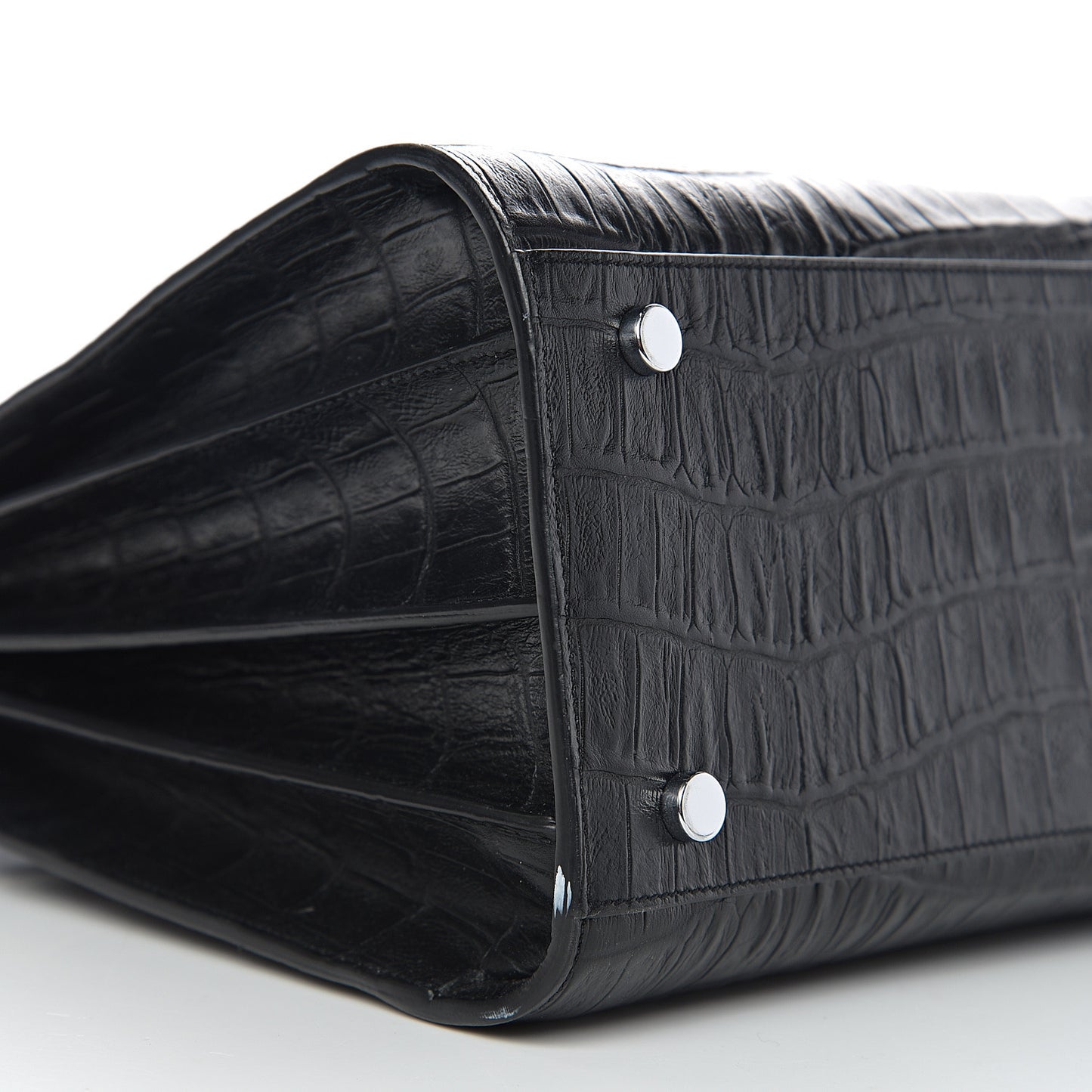 Calfskin Crocodile Embossed Small Sac de Jour Black