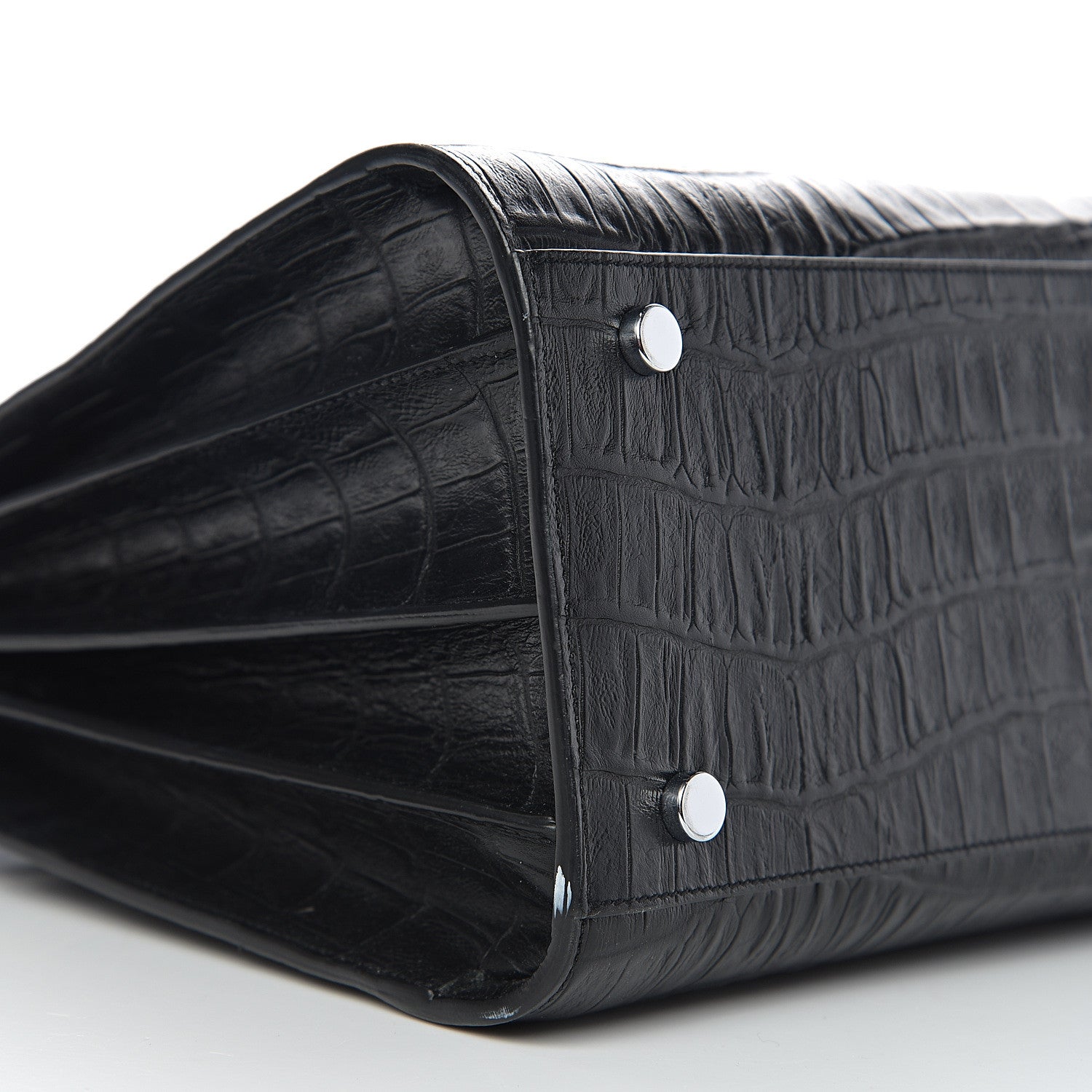 Saint Laurent Calfskin Crocodile Embossed Small Sac de Jour Black 7 of 9