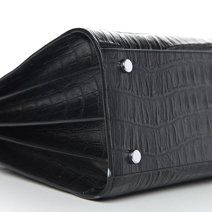 Saint Laurent Calfskin Crocodile Embossed Small Sac de Jour Black 7 of 9