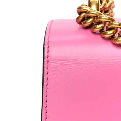 Gucci Knight Calfskin Malaga Kid Heart Medium GG Marmont Chain Handle Bag Tropical Pink Flower Hibiscus Red Multicolor 6 of 6