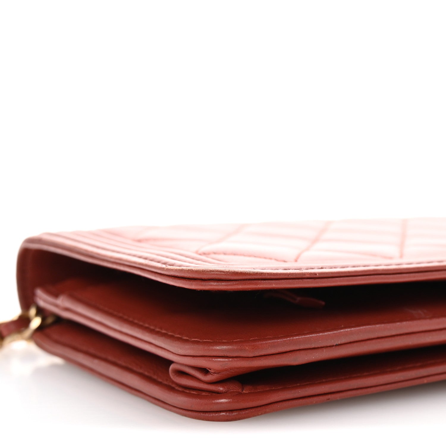 Chanel Calfskin Quilted Boy Wallet On Chain WOC Red 10 of 11