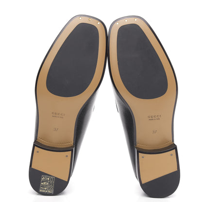 Gucci Goatskin Womens Horsebit Mid-Heel Loafers 37 Black 5 of 9