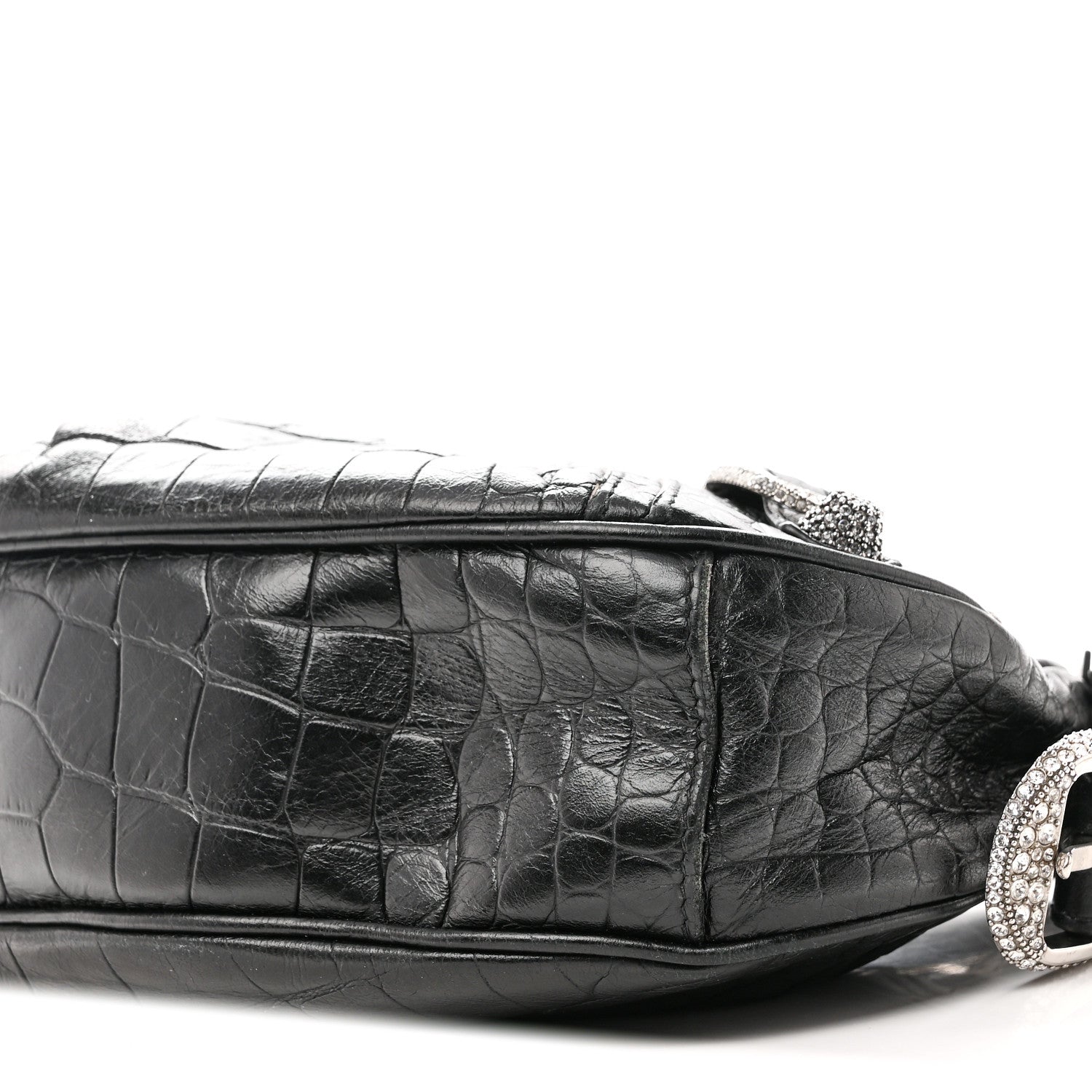 Balenciaga Extra Supple Calfskin Crystal Crocodile Embossed Le Cagole Shoulder Bag XS Black 11 of 11