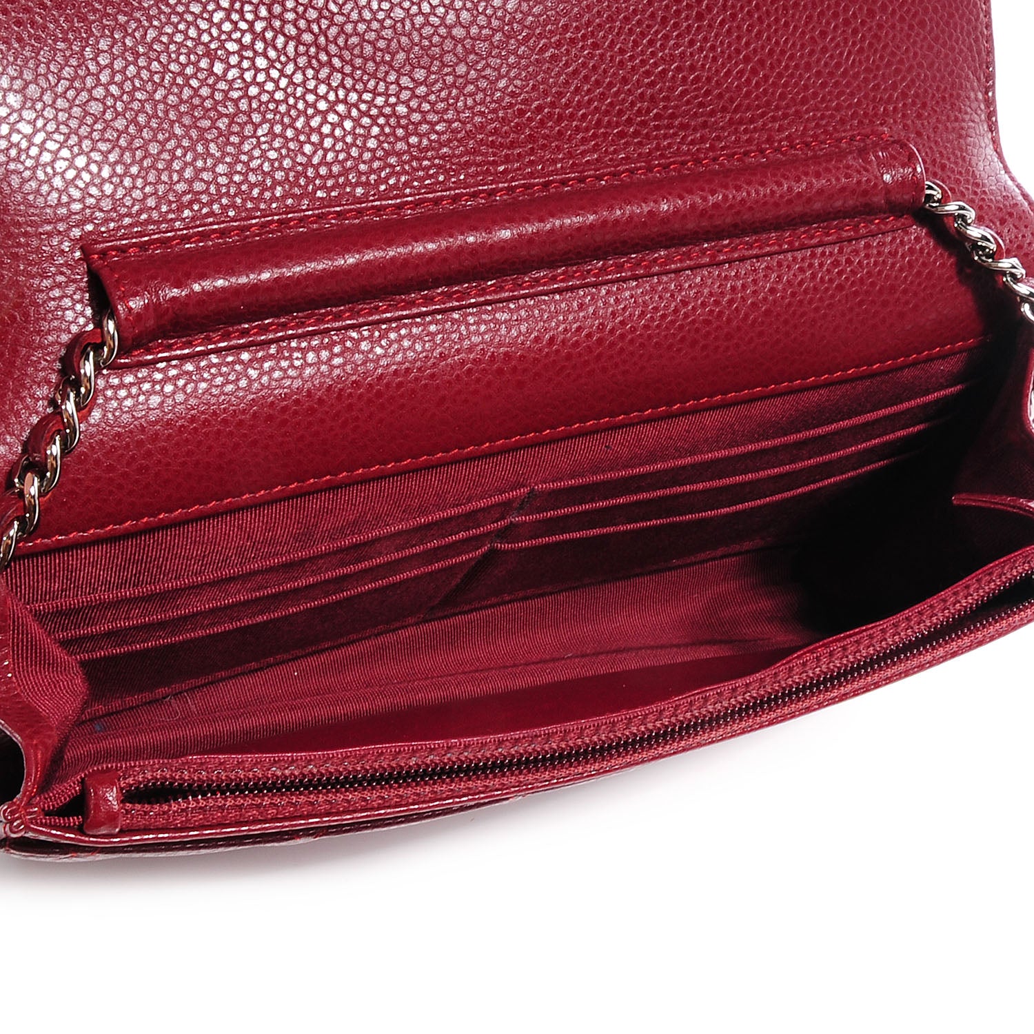 Chanel Caviar Quilted Wallet on Chain WOC Red 5 of 9