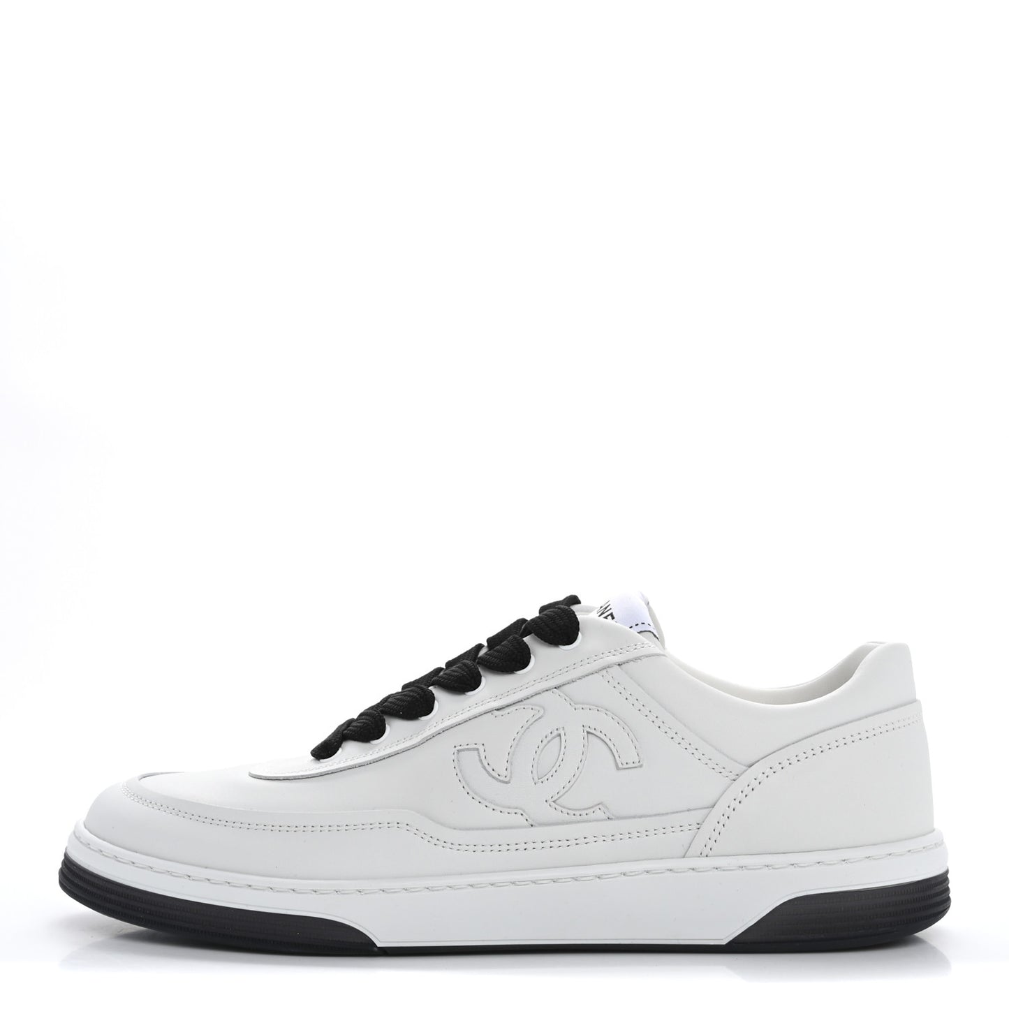 Calfskin CC Womens Sneakers 39 White Black