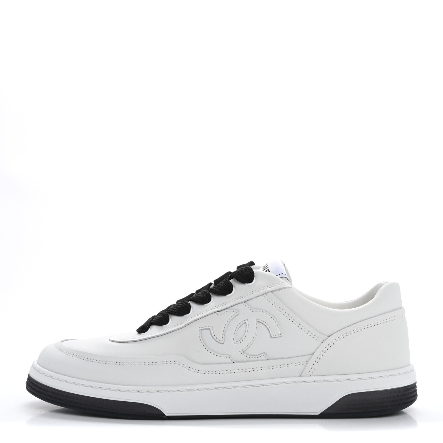 Chanel Calfskin CC Womens Sneakers 39 White Black 1 of 10