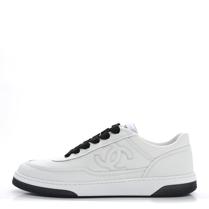 Chanel Calfskin CC Womens Sneakers 39 White Black 1 of 10