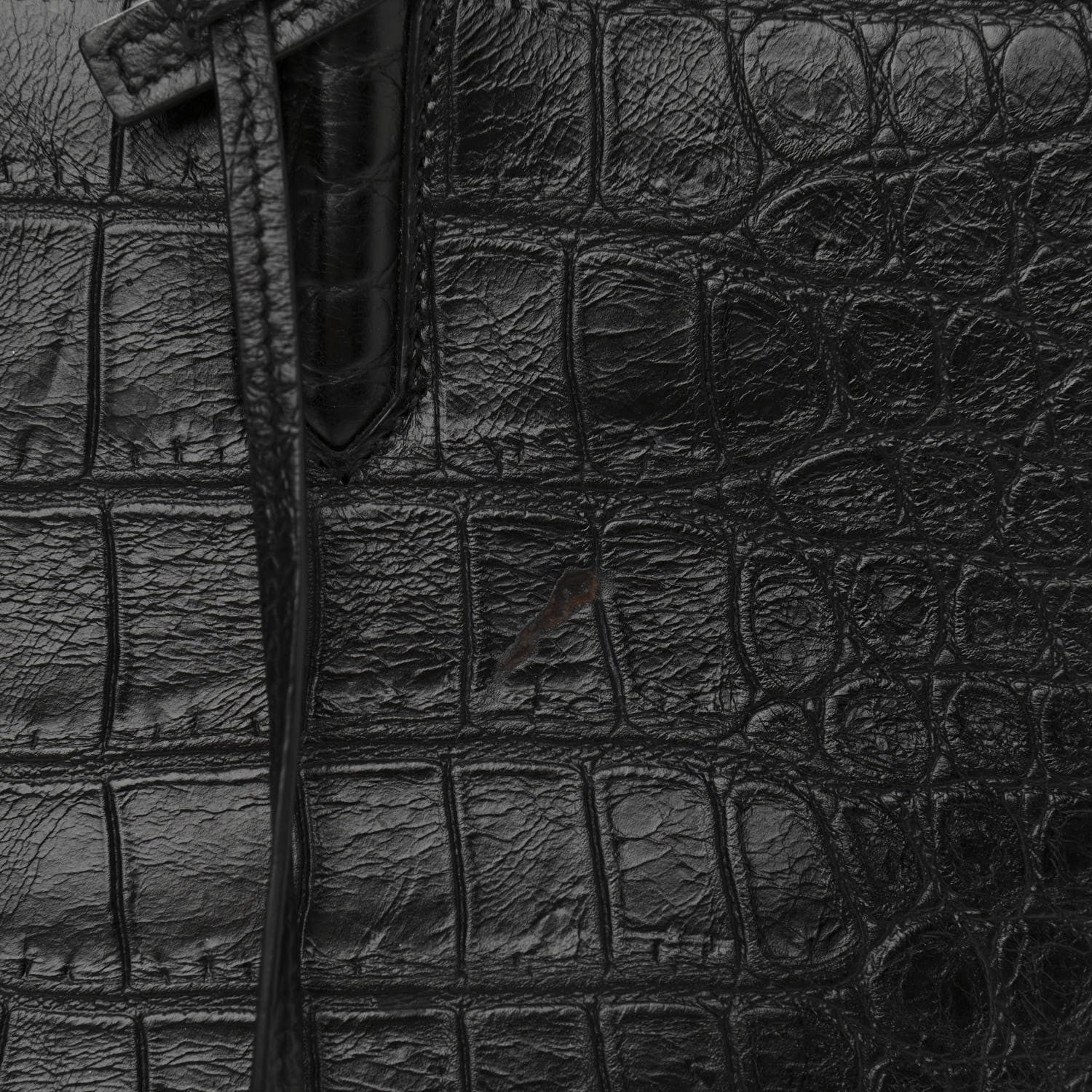 Saint Laurent Calfskin Crocodile Embossed Small Cabas Rive Gauche Black 10 of 10