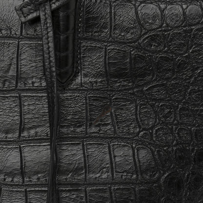 Saint Laurent Calfskin Crocodile Embossed Small Cabas Rive Gauche Black 10 of 10