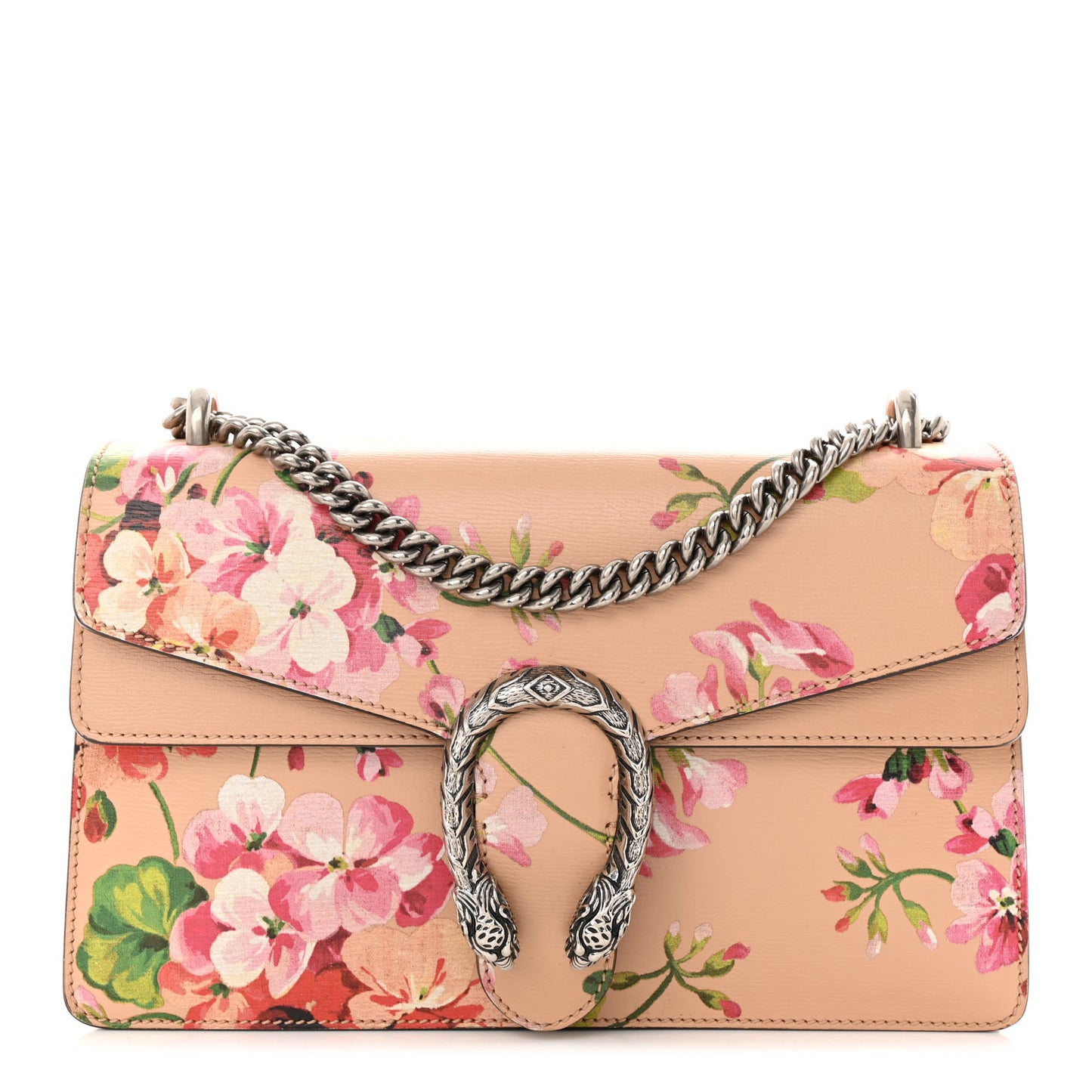 Calfskin Blooms Print Small Dionysus Shoulder Bag Pink Apricot Multicolor