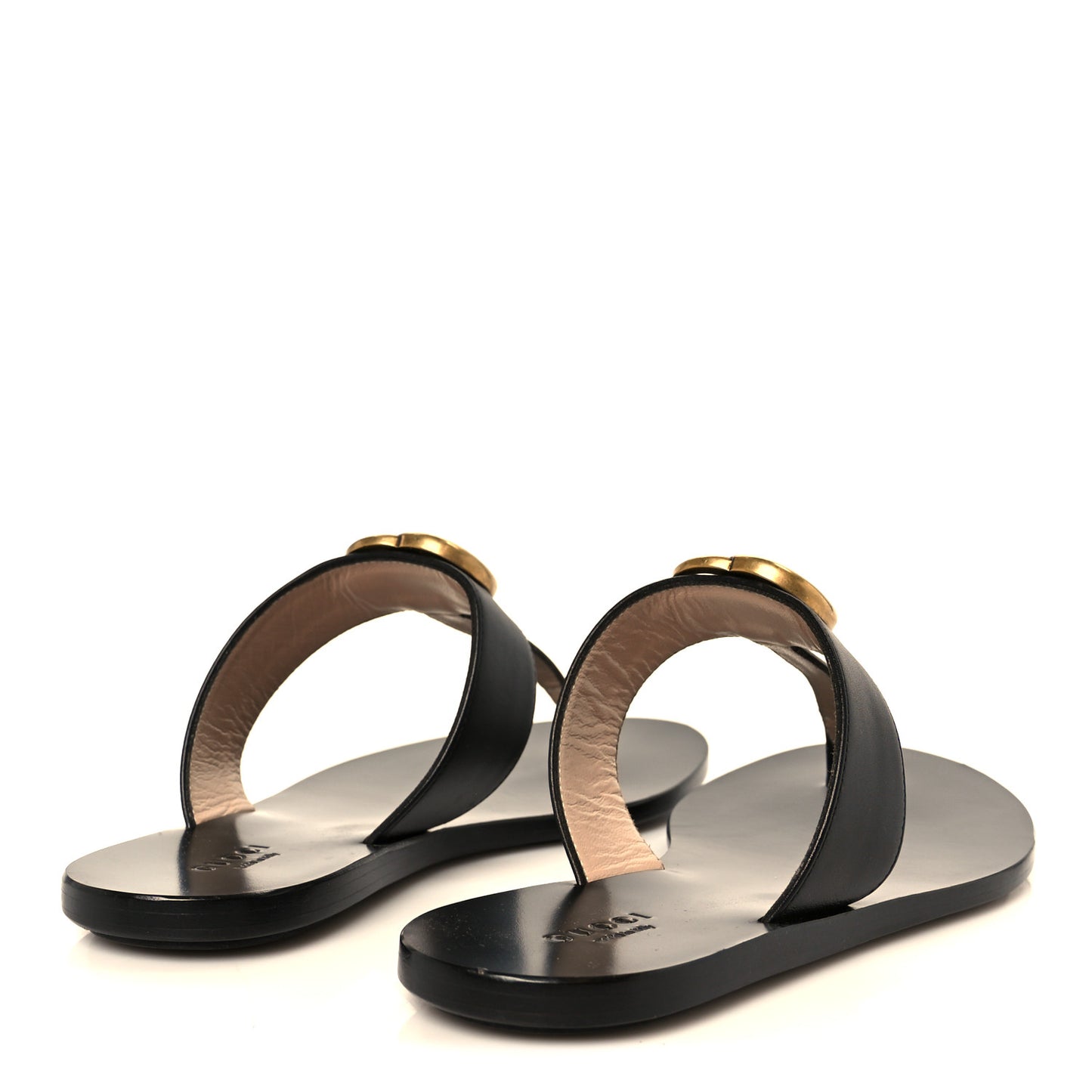 Calfskin GG Marmont Thong Sandals 36 Black