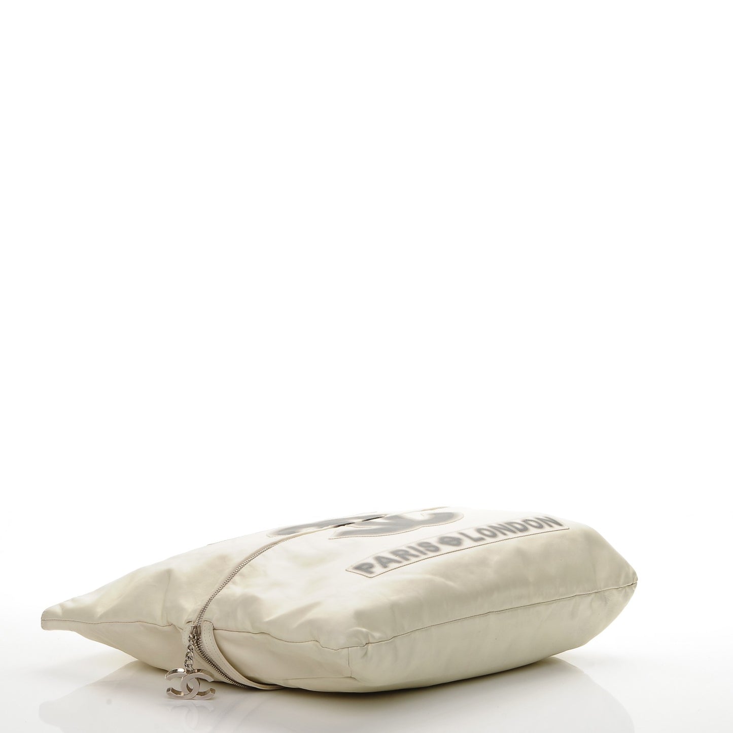Calfskin Large Expandable Paris London Tote Bag White