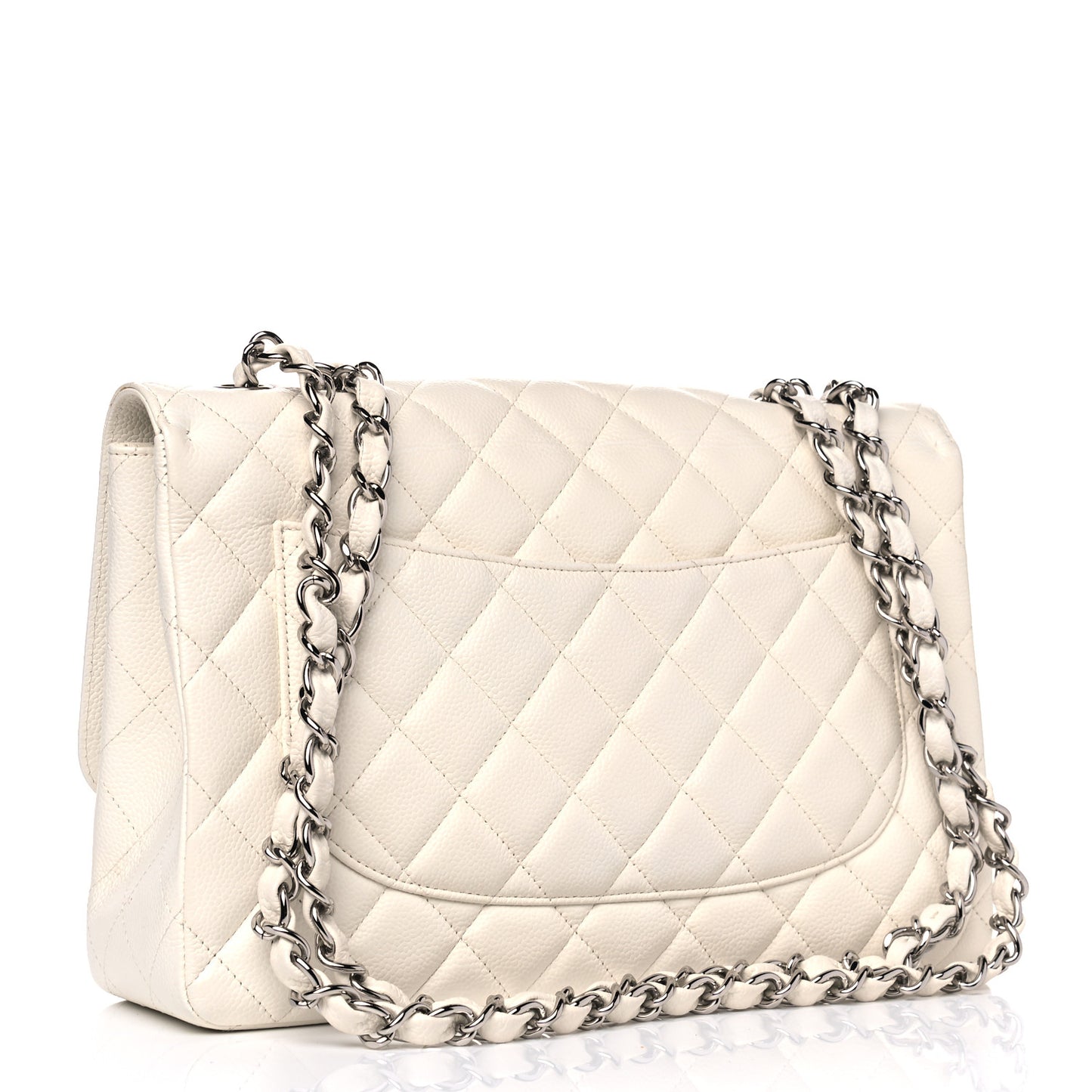 Caviar Quilted Jumbo Single Flap White