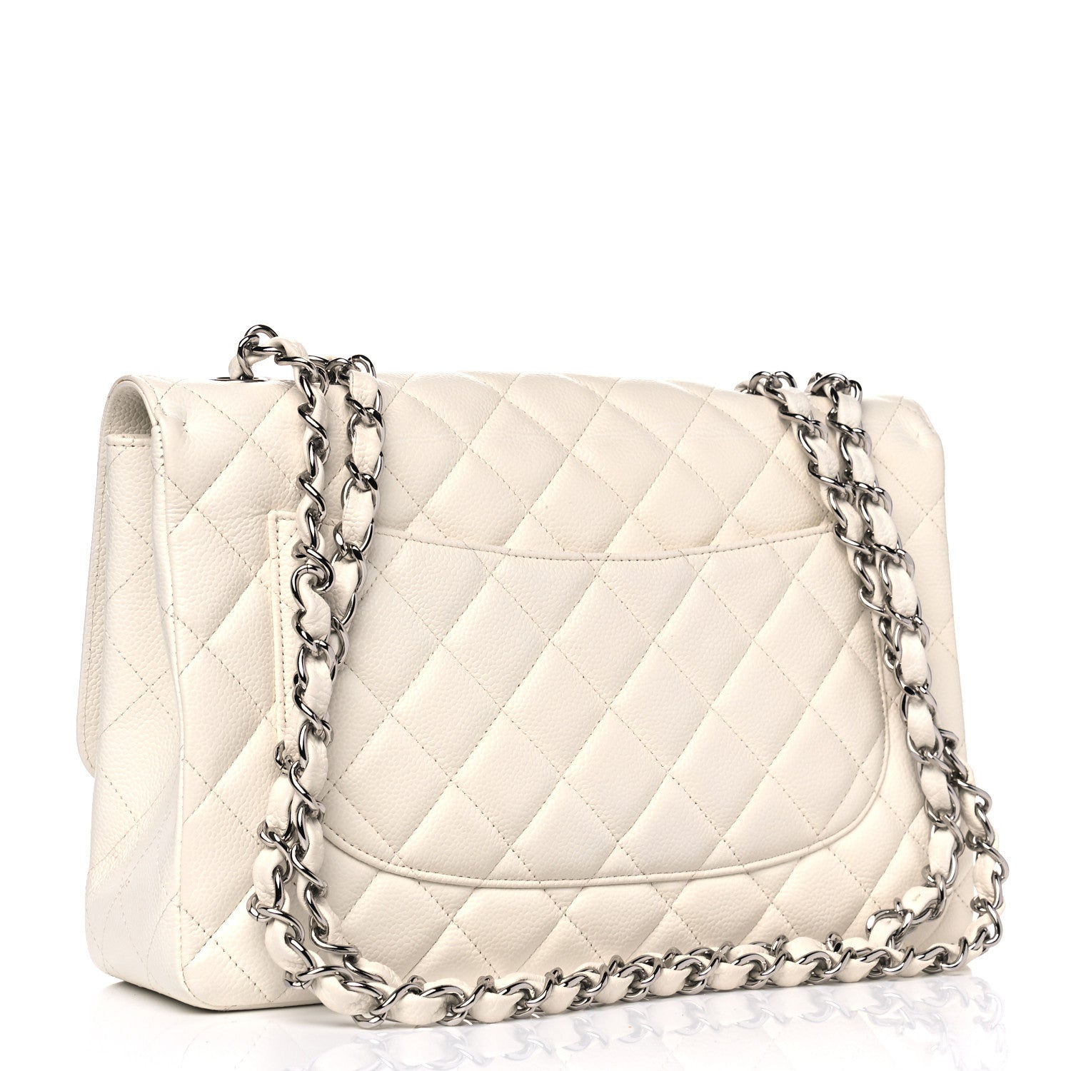 Chanel Caviar Quilted Jumbo Single Flap White 2 of 4
