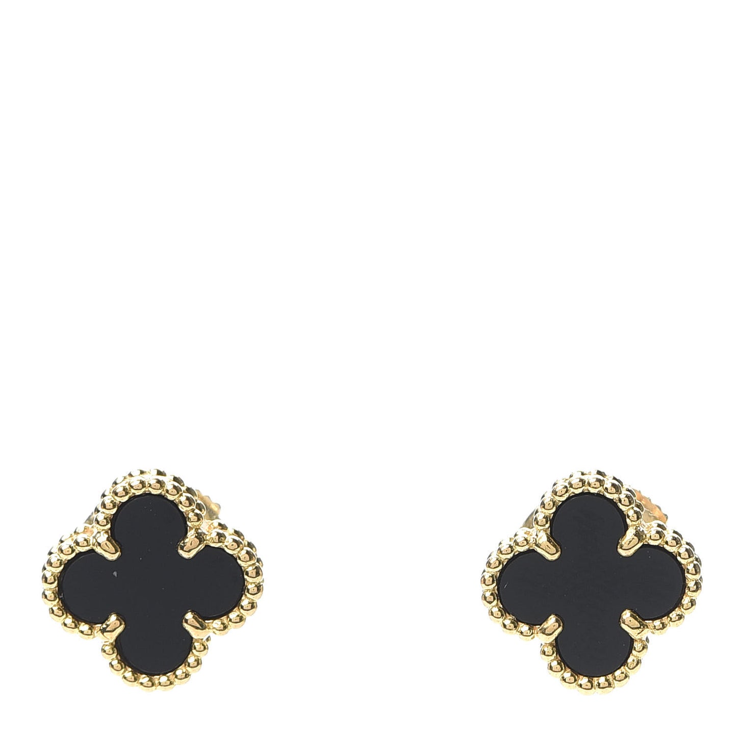 18K Yellow Gold Black Onyx Sweet Alhambra Earrings