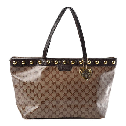 Gucci Crystal Monogram Medium Babouska Shopping Tote Dark Brown 1 of 10